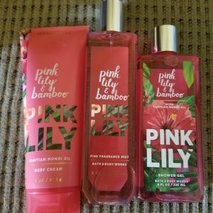 Bath and Body Works Pink Lily & Bamboo Set